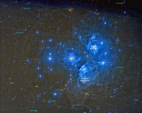 M 45 Pleiades Seven Sisters labelled
