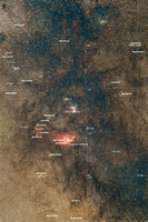 M20 Trifid Nebula, M8 Lagoon Nebula labelled NGC