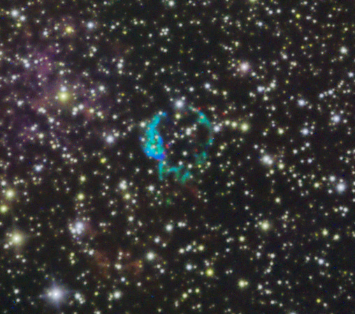 Cassiopeia A (Cas A) cropped and brighted to finally see some Ha