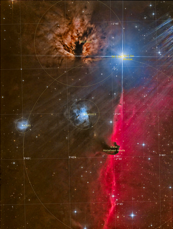 NGC 2024 Flame Nebula labelled