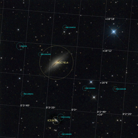 NGC 7814 Caldwell 43 The Little Sombrero labelled